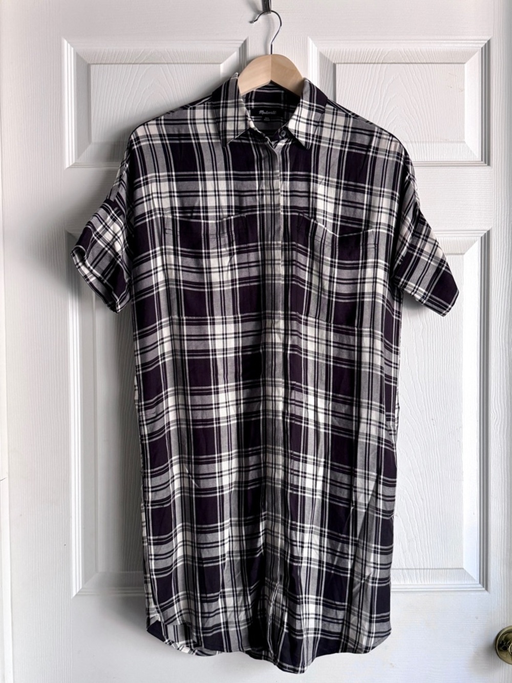'Madewell' Black and Ivory Plaid Tunic Dress size XS